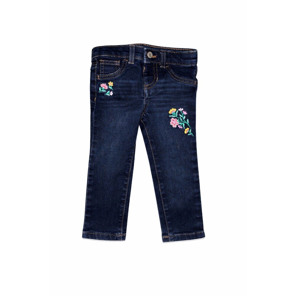 Jumping Beans 18M Girls Jeans Embroidered Floral Dark Wash Toddler Denim Pants